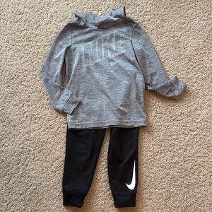 Nike Heather Gray Top and Black Joggers Set